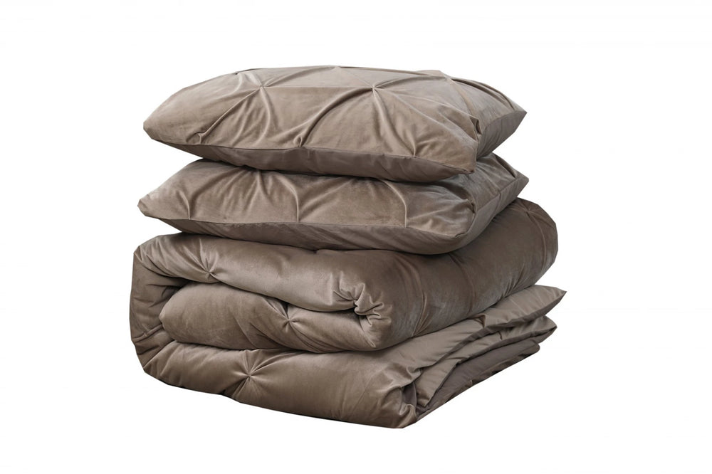 Sleeptime dekbedovertrek Pintuck - taupe - Velvet