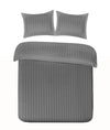 Hotelstreep dekbedovertrek uni satijn grijs - katoen satijn - 1-persoons (140x220 + 60x70cm)