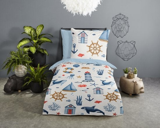 Good Morning ledikant dekbedovertrek Ahoy - katoen - 100x135 + 40x60 cm