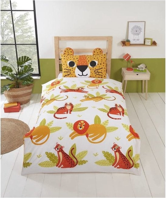 Kinderdekbedovertrek Wild cat - Polykatoen - 1-persoons (135x200 + 50x75 cm)