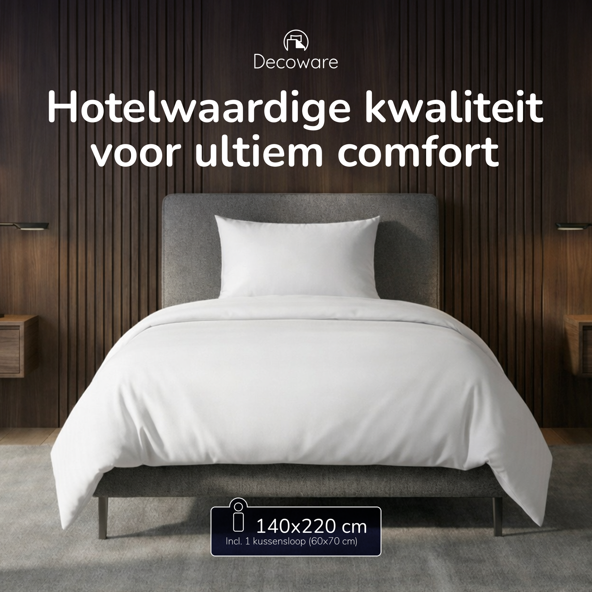 Decoware dekbedovertrek uni - wit - katoensatijn