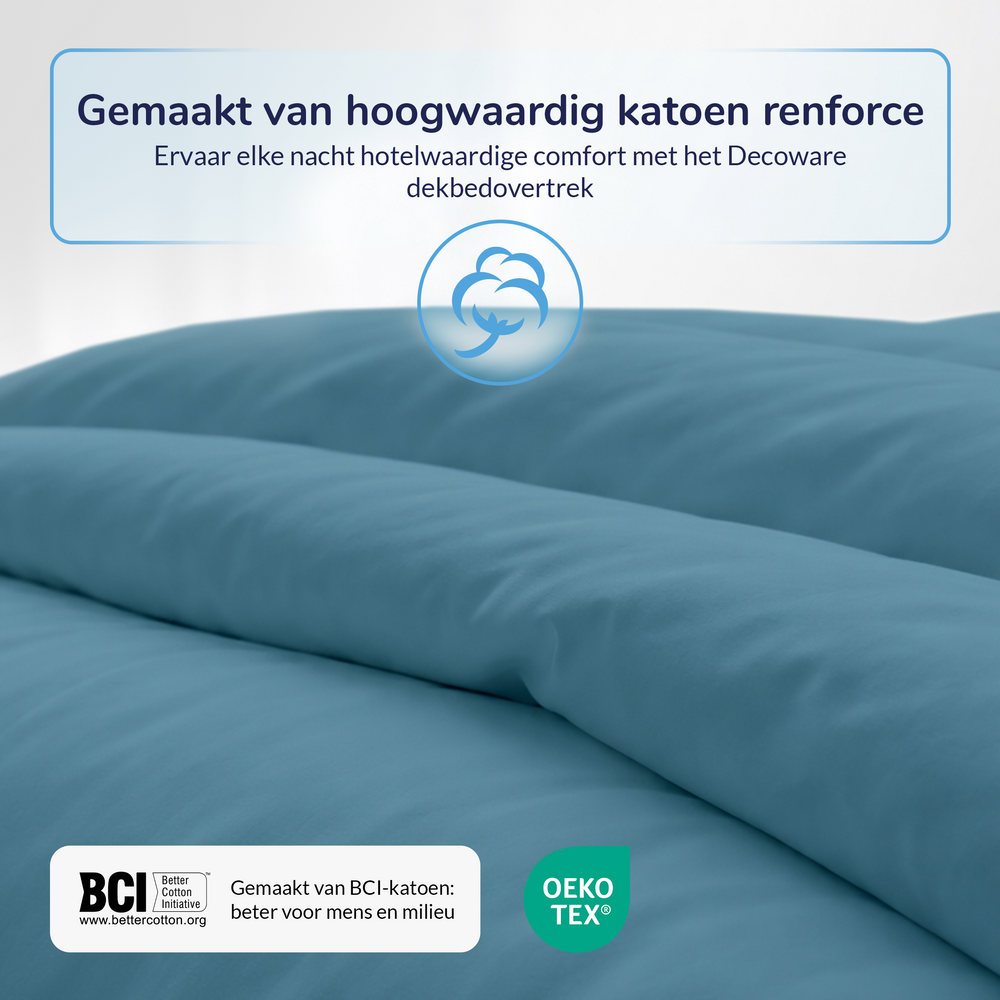 Decoware dekbedovertrek uni - blauw - katoen - ledikant