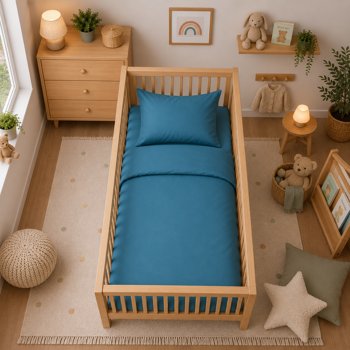 Decoware ledikant dekbedovertrek uni - blauw - katoen