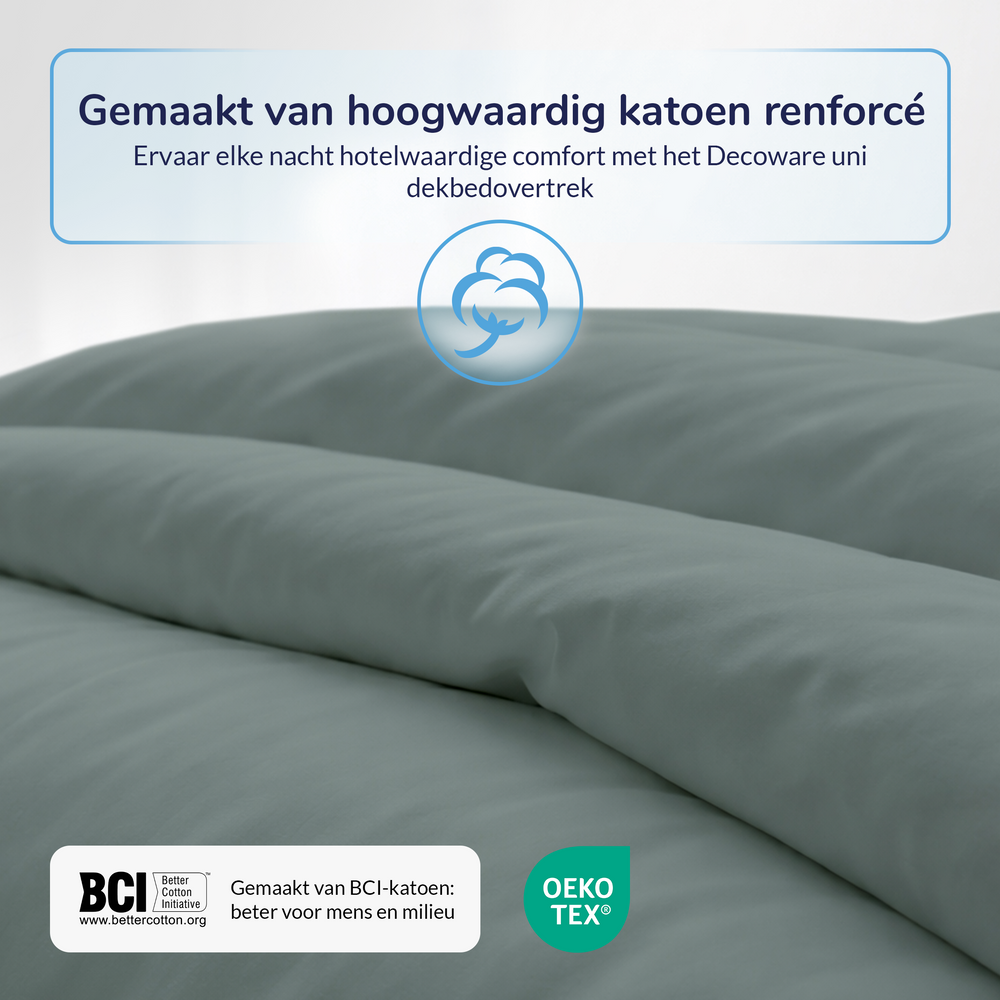 Decoware dekbedovertrek uni - groen - katoen