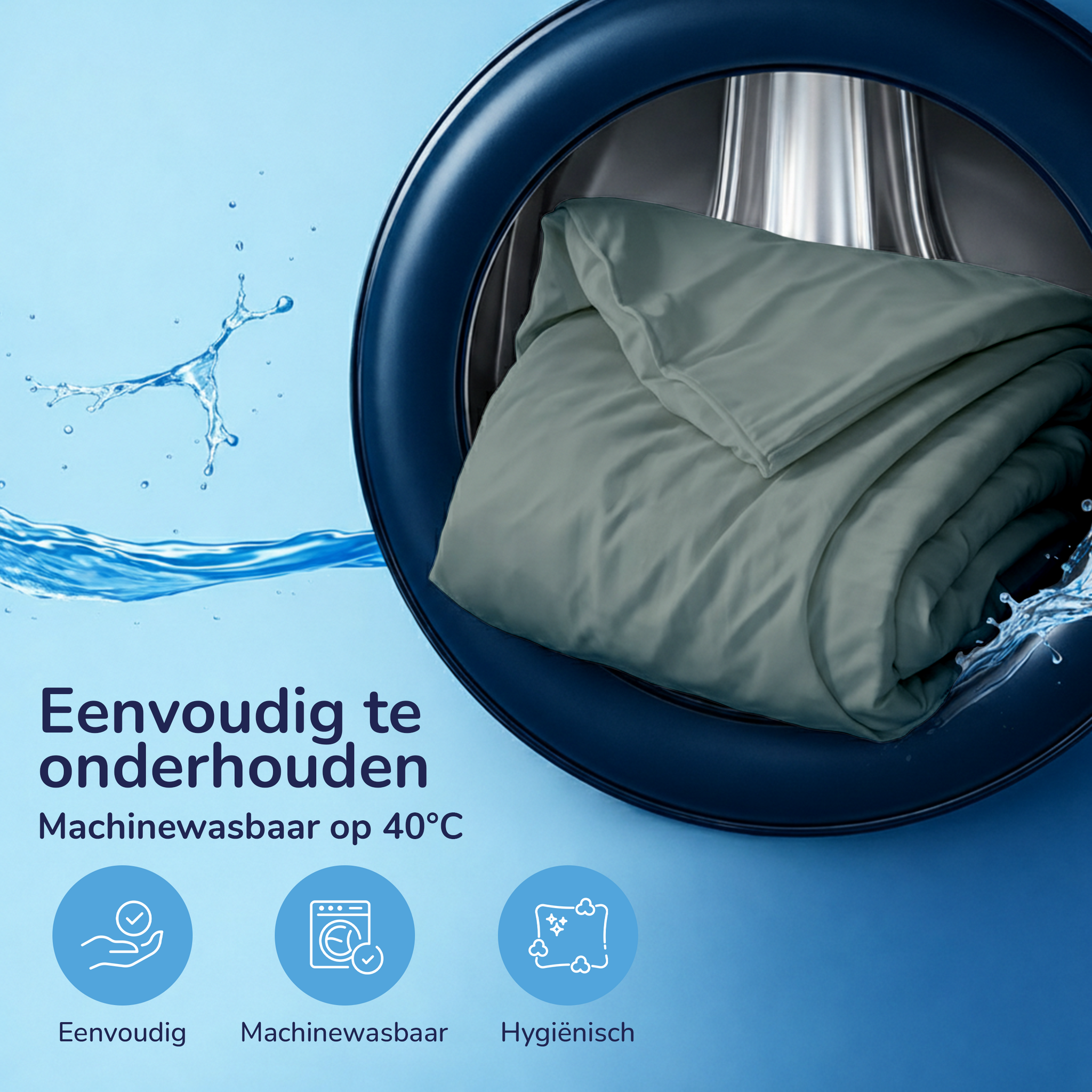 Decoware dekbedovertrek uni - Groen - Katoen