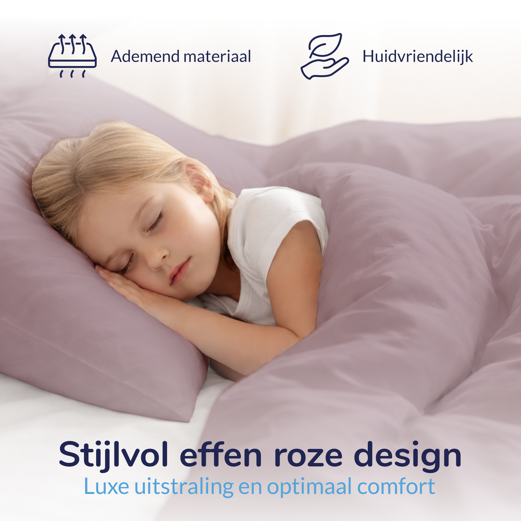 Decoware peuterbed dekbedovertrek uni - Katoen - Roze - 120x150 + 60x70 cm