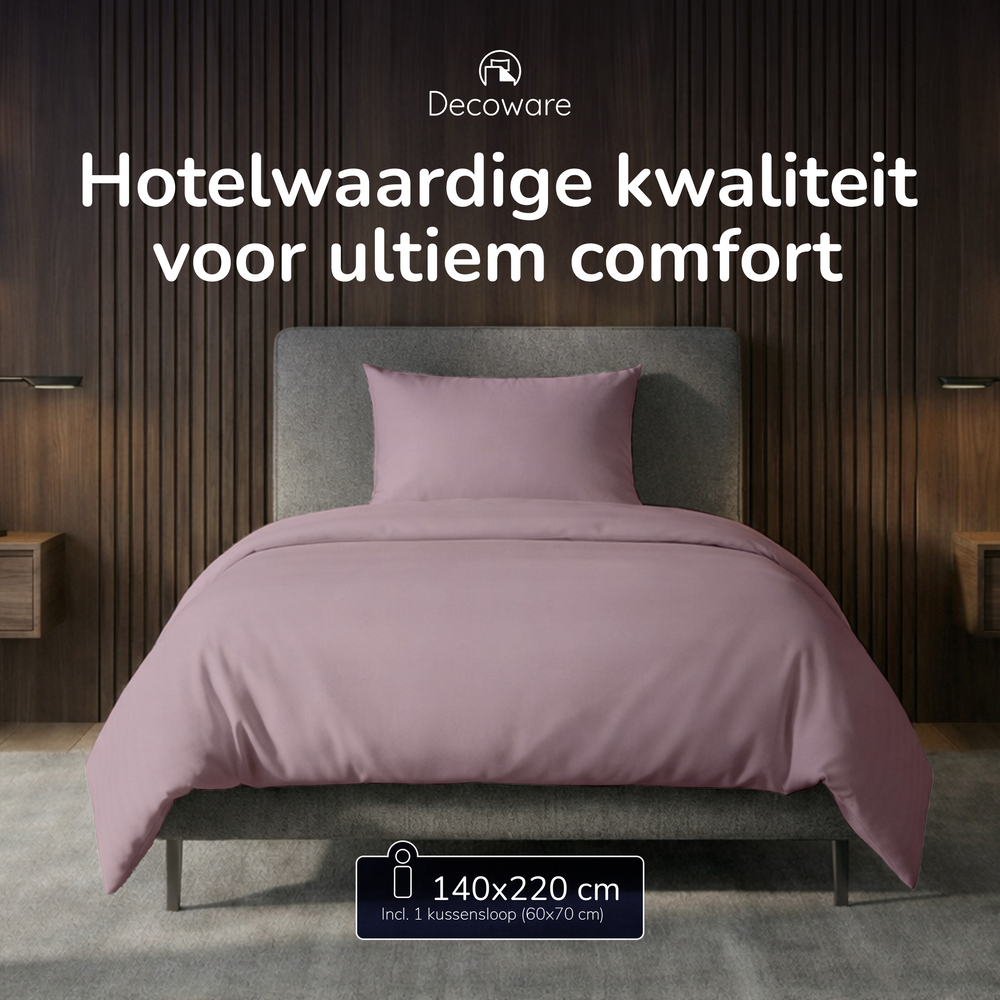 Decoware dekbedovertrek uni - roze - katoensatijn