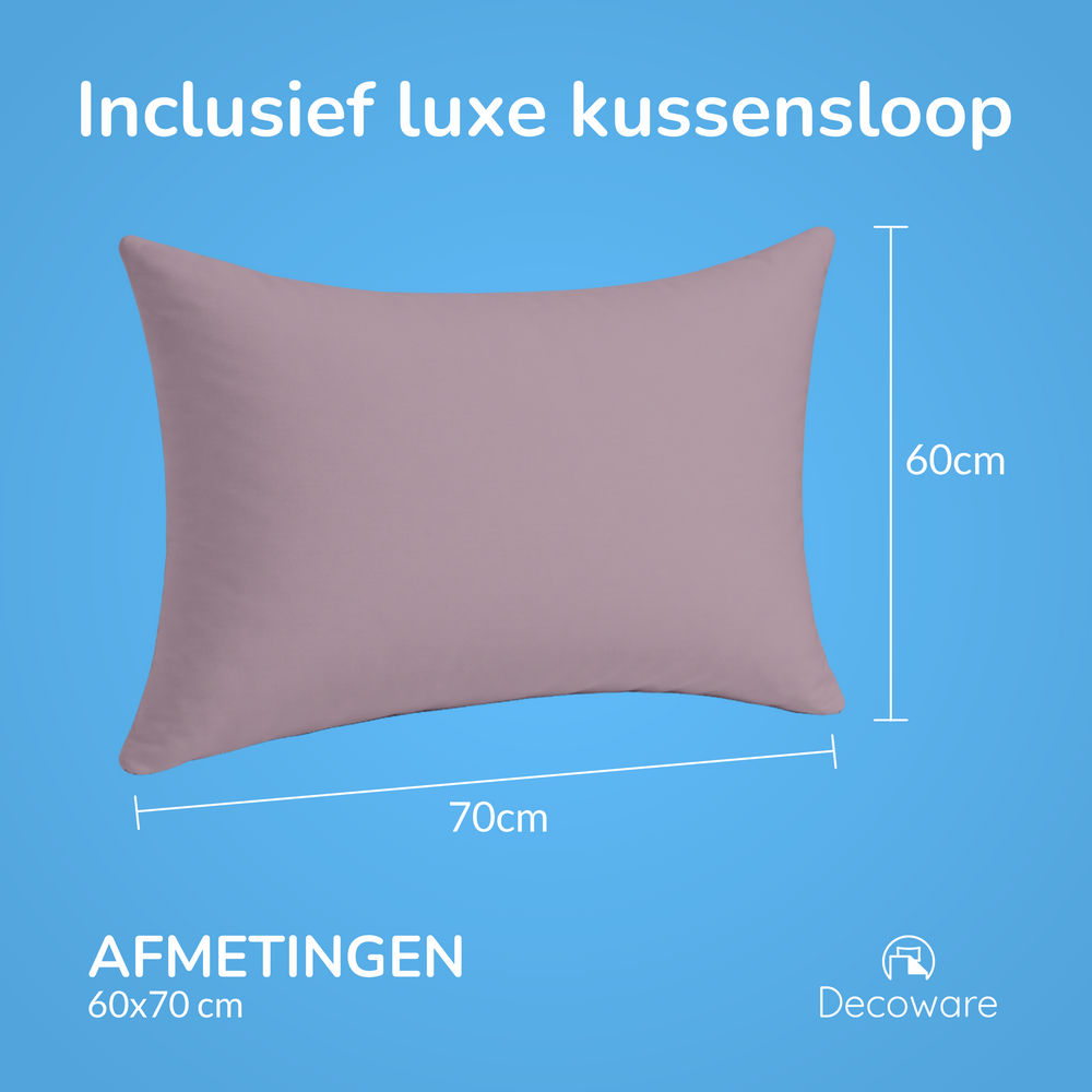 Decoware dekbedovertrek uni - roze - katoen