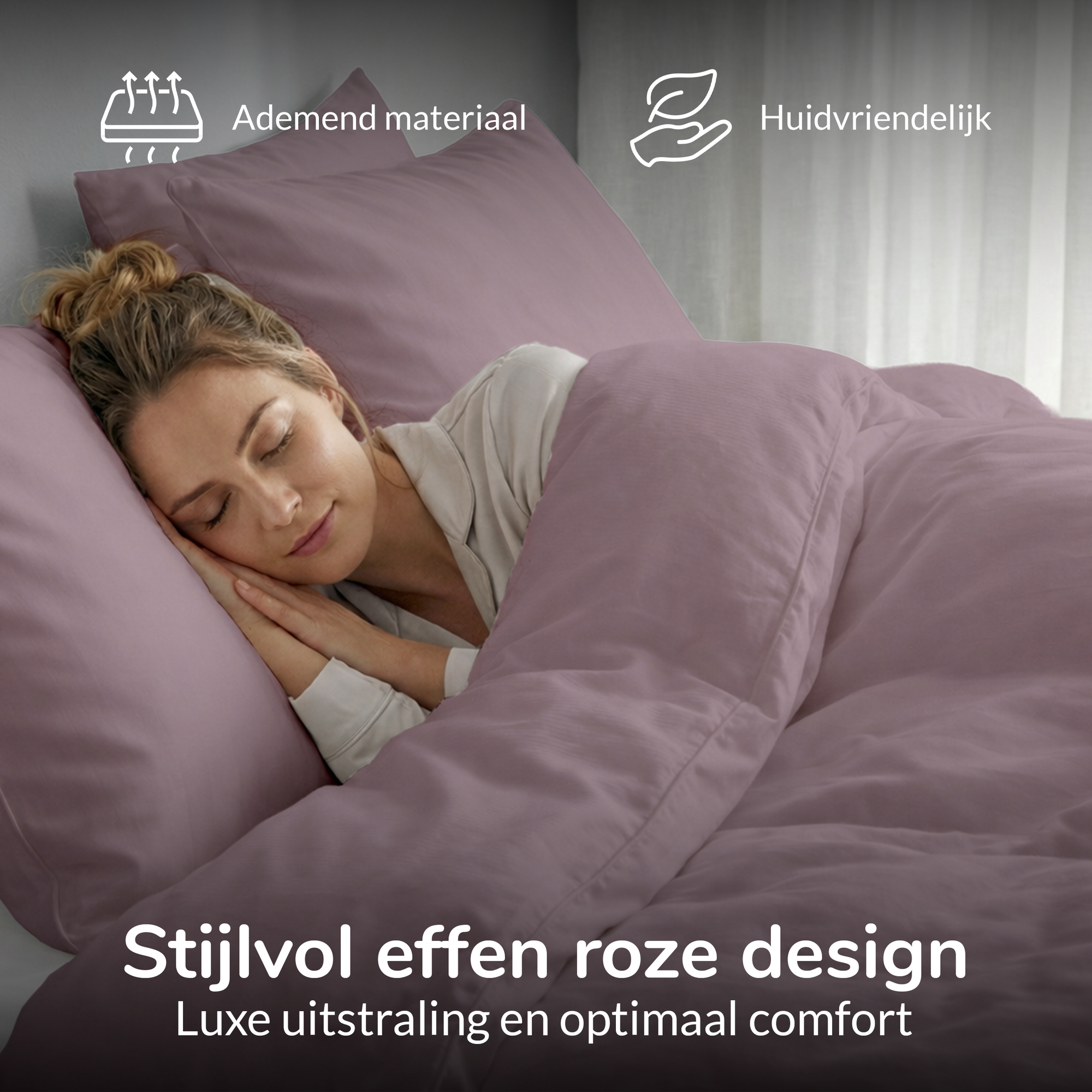 Decoware dekbedovertrek uni - Roze - Katoen