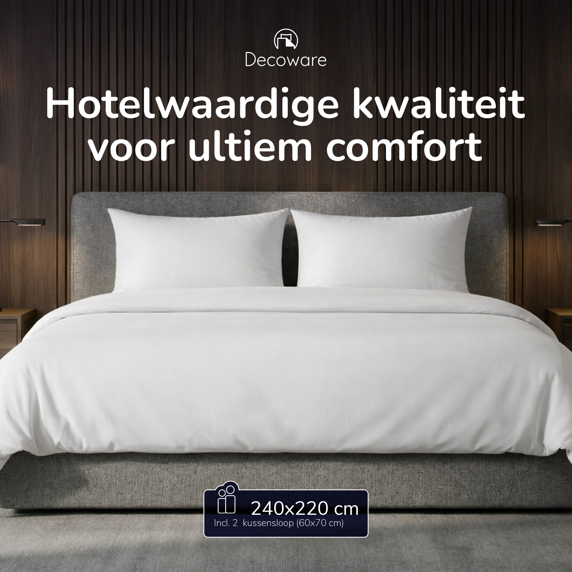 Decoware dekbedovertrek uni - wit - katoensatijn