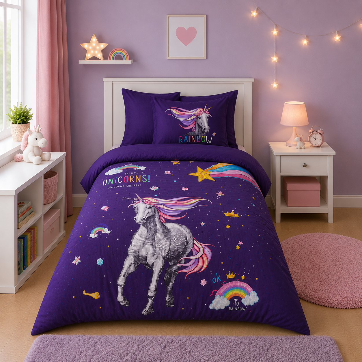 Decoware kinderdekbedovertrek Rainbow unicorn - katoen