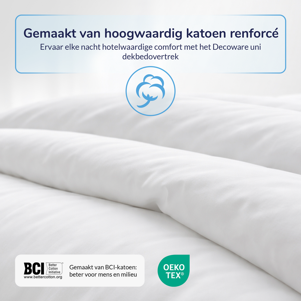 Decoware baby dekbedovertrek uni - wit - katoen - 100x135 + 40x60 cm