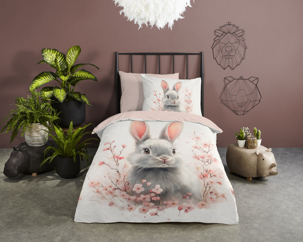 katoen dekbedovertrek konijn