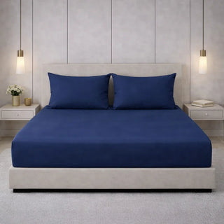 Hoeslaken - jersey - denim blauw