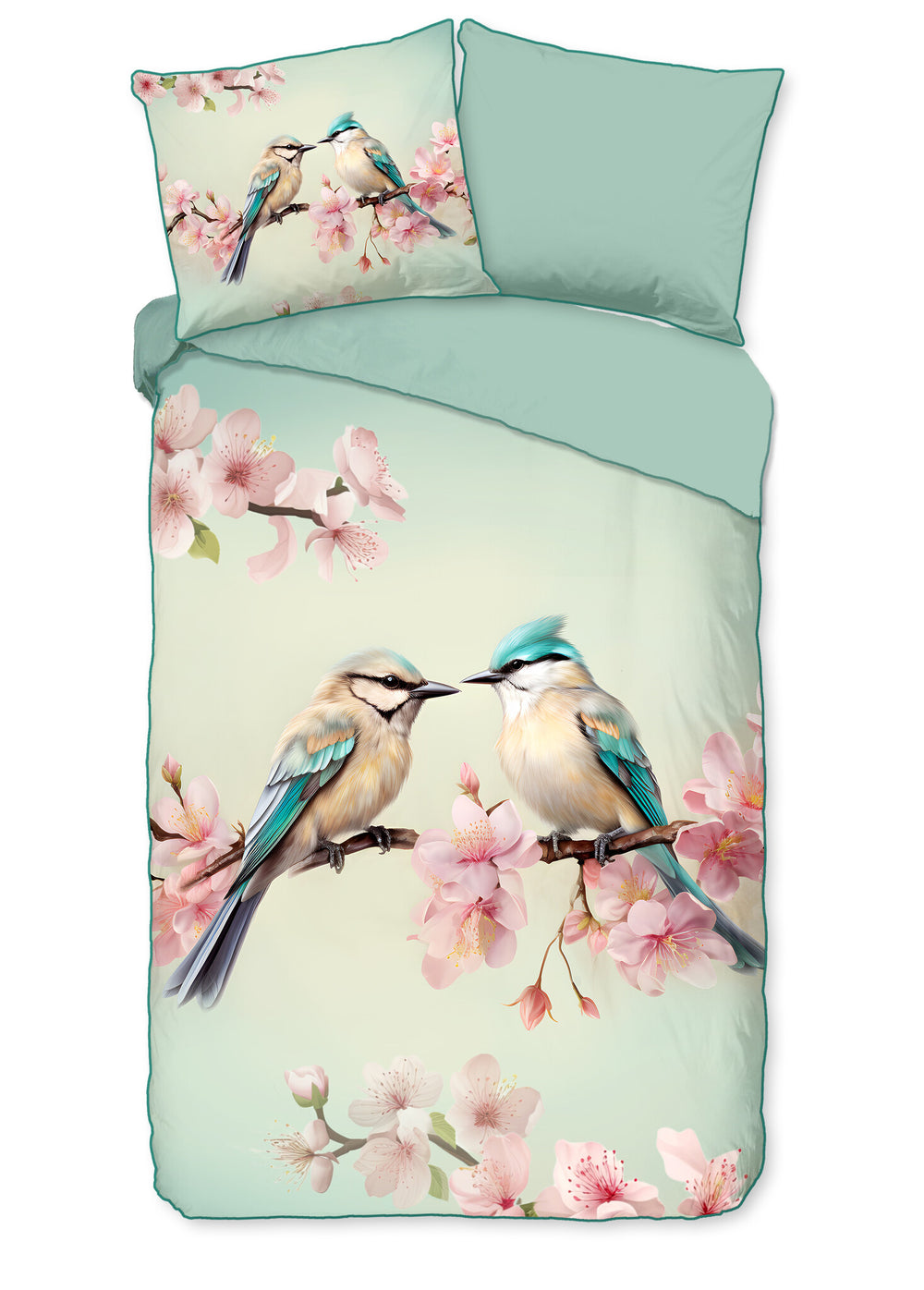 Descanso dekbedovertrek Minne - vogels - katoensatijn