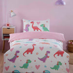 Microvezel kinderdekbedovertrek Dino Daisy - 1-persoons (135x200 + 50x75 cm)