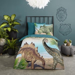 Kinderdekbedovertrek Dino's - Katoen - 1-persoons (140x220 + 60x70 cm)