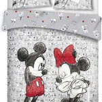 Mickey & Minnie Mouse dekbedovertrek Kissing - microvezel - lits-jumeaux (240x220 + 2st 63x63 cm)