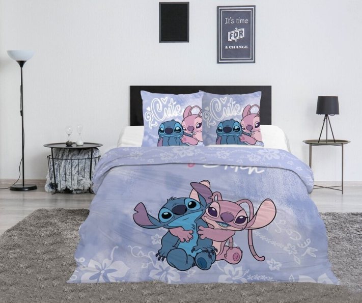 Lili & Stitch dekbedovertrek Angel & Stitch - paars - polykatoen
