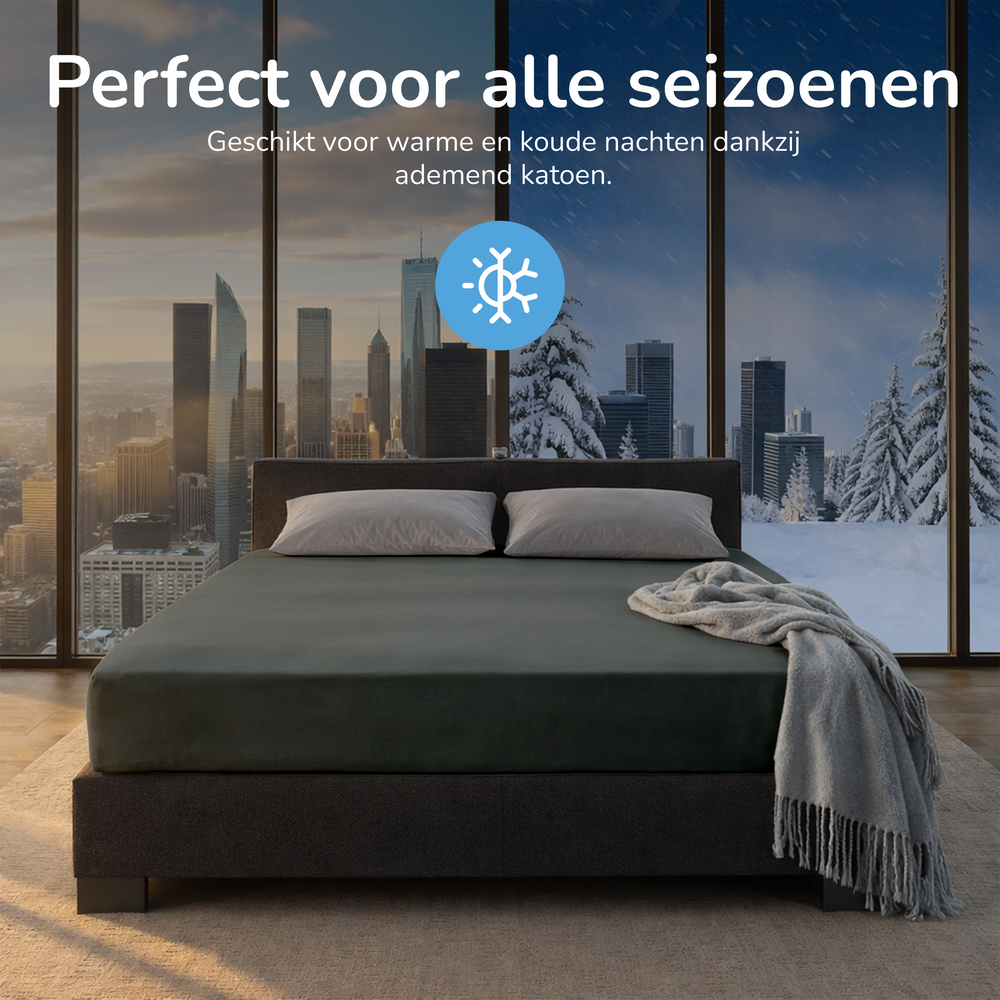 Decoware hoeslaken - Katoen  - Donkergroen