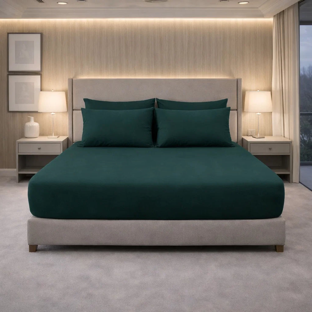 Decoware hoeslaken - Katoen  - Donkergroen