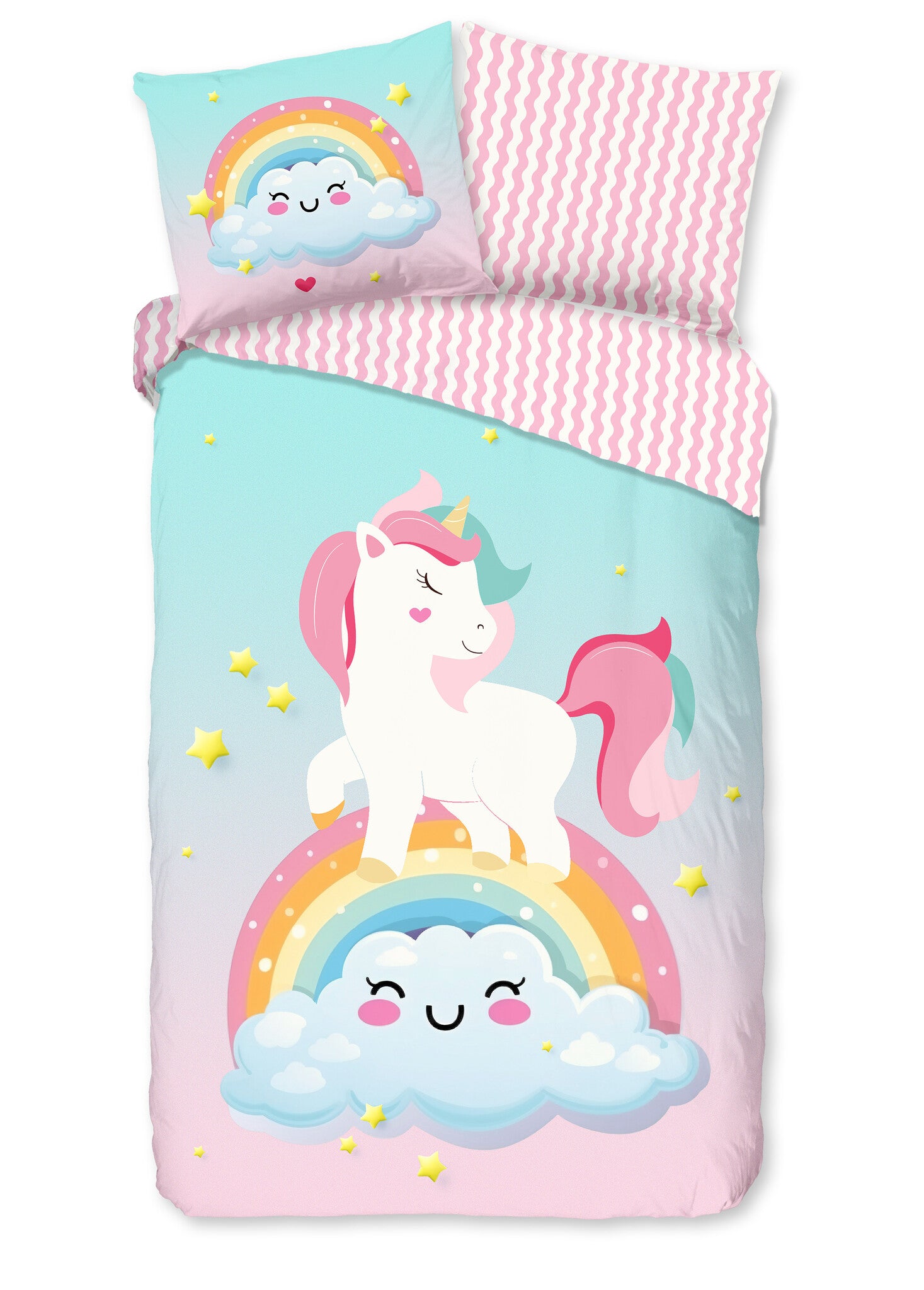 Kinderdekbedovertrek Unicorn sweety - Katoen - 1-persoons (140x220 + 60x70 cm)