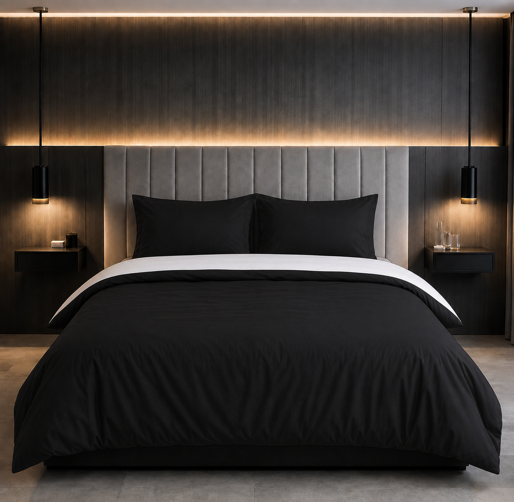 Decoware dekbedovertrek double face - zwart - wit - katoen