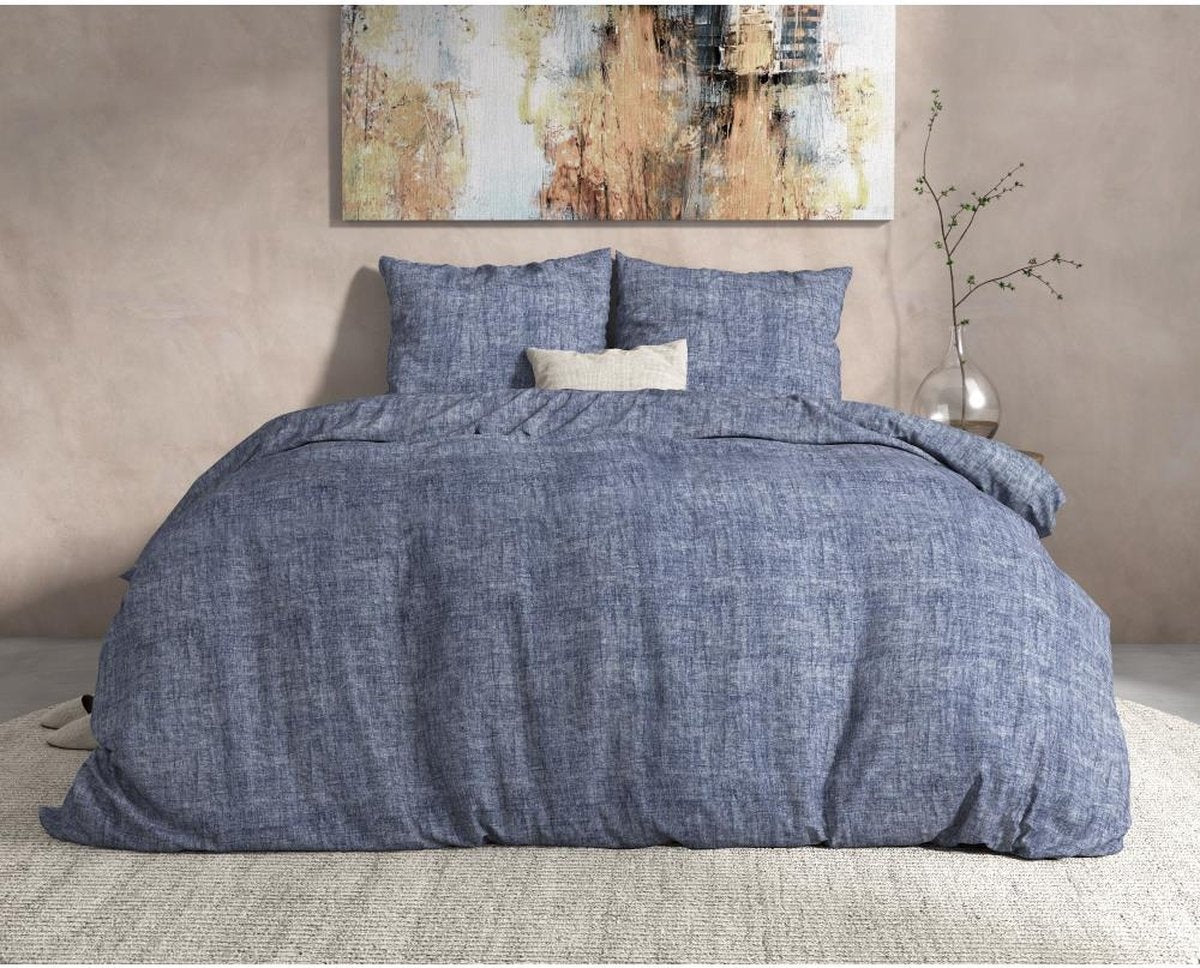 Dreamhouse dekbedovertrek Leo - Blauw/Antraciet - Flanel - 2-persoons (200x220 + 2st 60x70 cm)