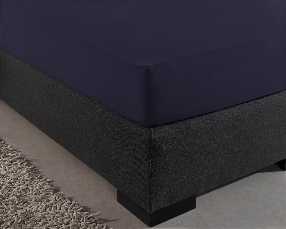 Hoeslaken - dubbel jersey - navy blauw - 140x200/220 cm