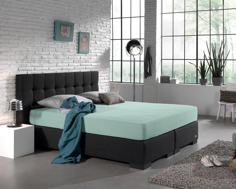 Hoeslaken - dubbel jersey - pastel blauw