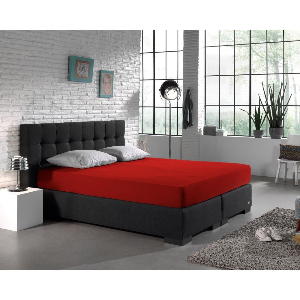 Hoeslaken - dubbel jersey - rood