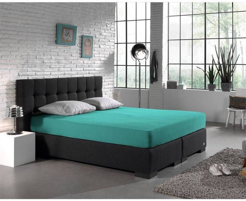 Hoeslaken - dubbel jersey - turquoise
