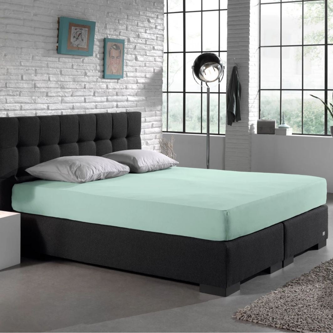 Hoeslaken - enkel jersey 135gr - pastel blauw