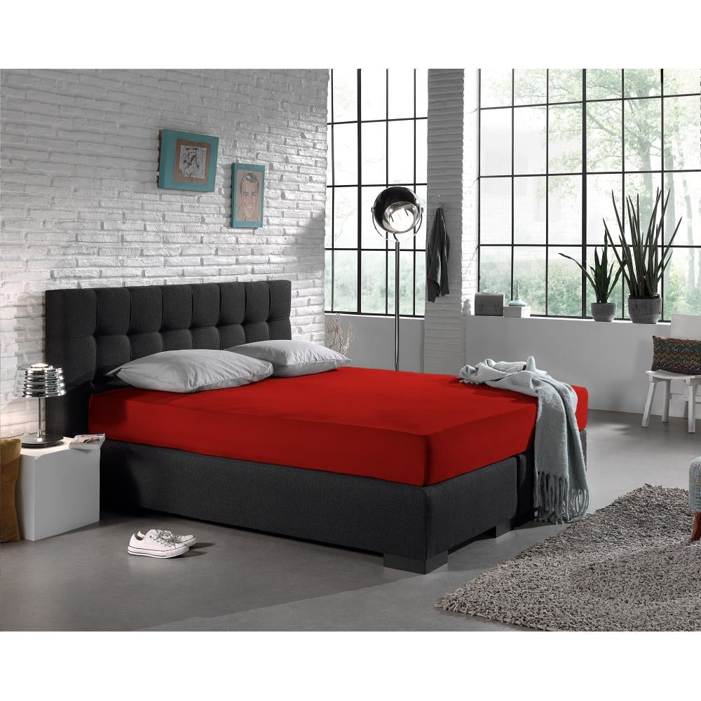 Hoeslaken - enkel jersey 135gr - rood