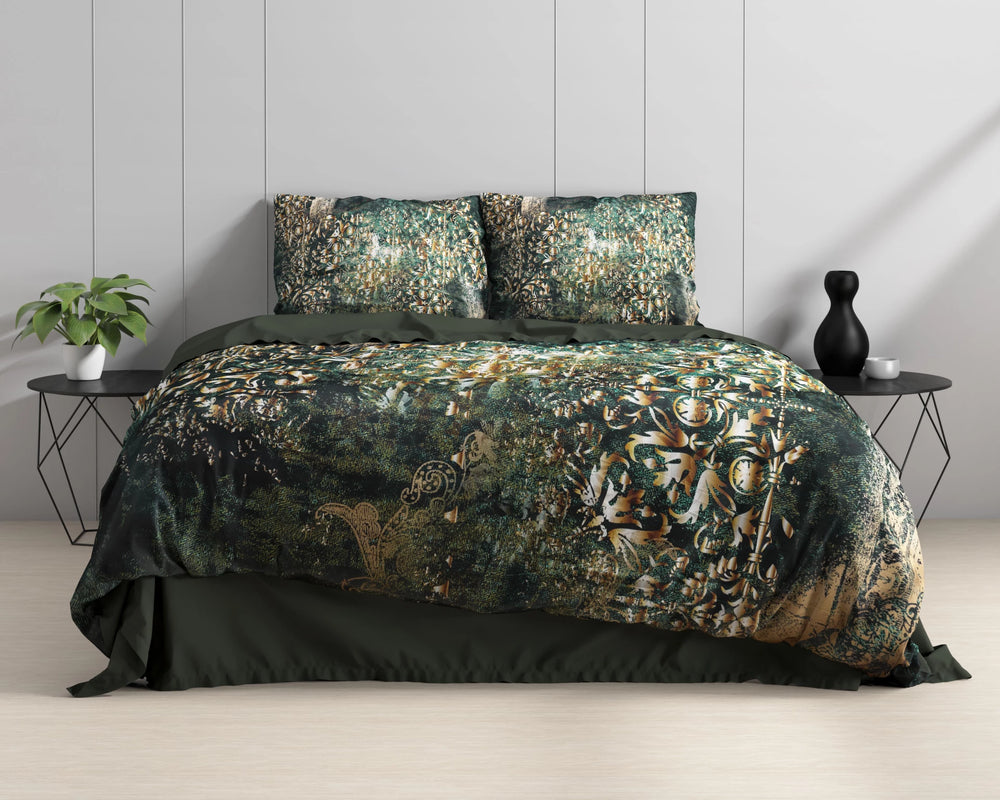 Dreamhouse dekbedovertrek Nairobi - groen - katoensatijn