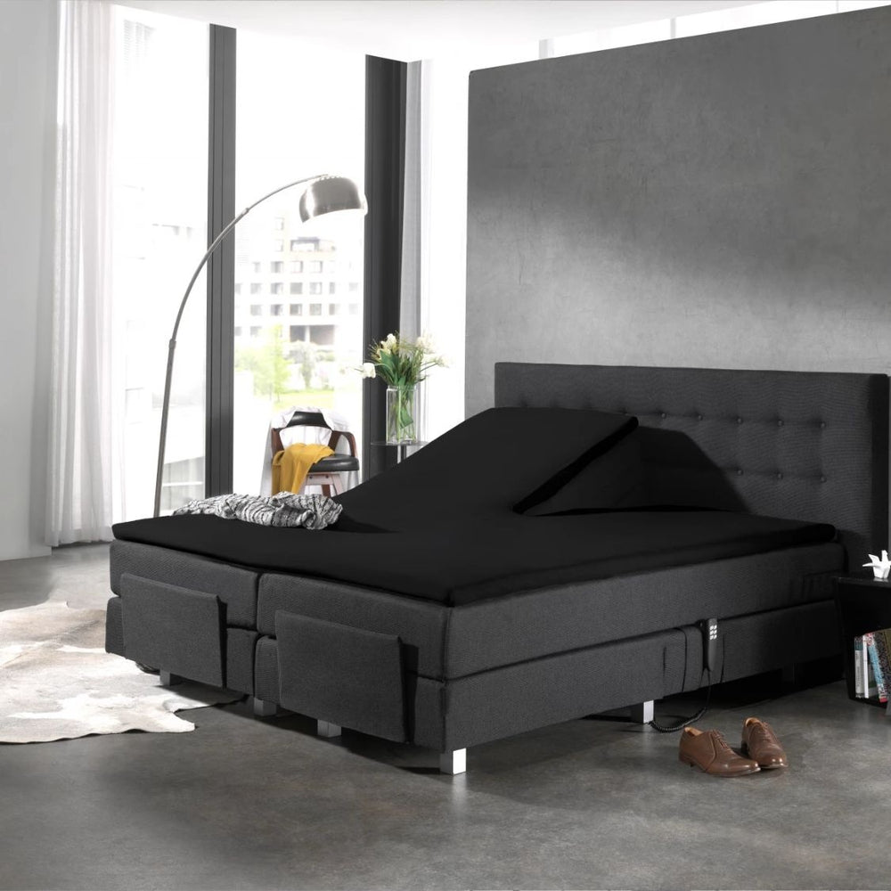 Splittopper hoeslaken - katoen - zwart