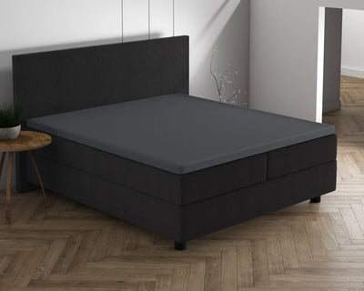 Topper hoeslaken - percale katoen - antraciet - 180x200 cm