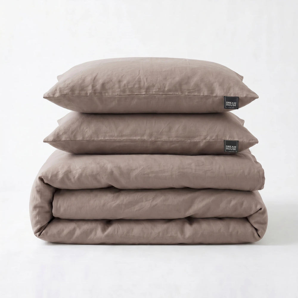 Dreamhouse dekbedovertrek Stone Washed Katoen - Taupe