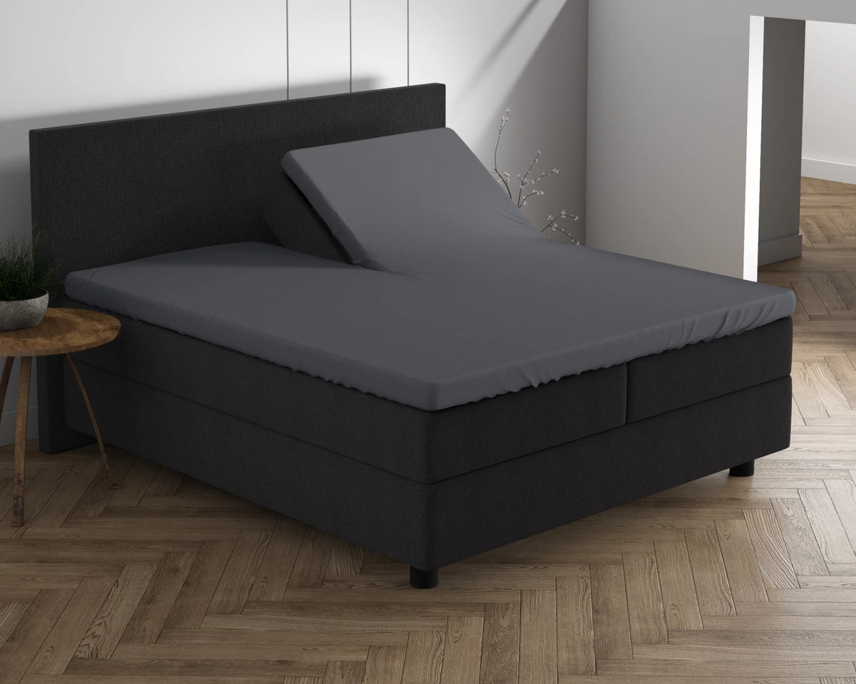 Splittopper hoeslaken - dubbel jersey - antraciet