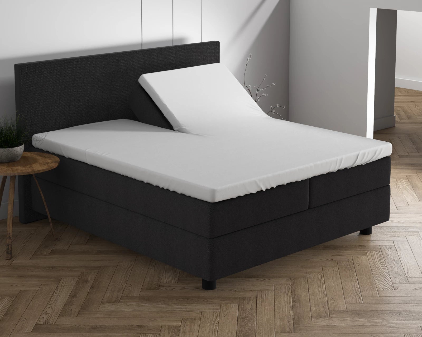 Splittopper hoeslaken - dubbel jersey - wit