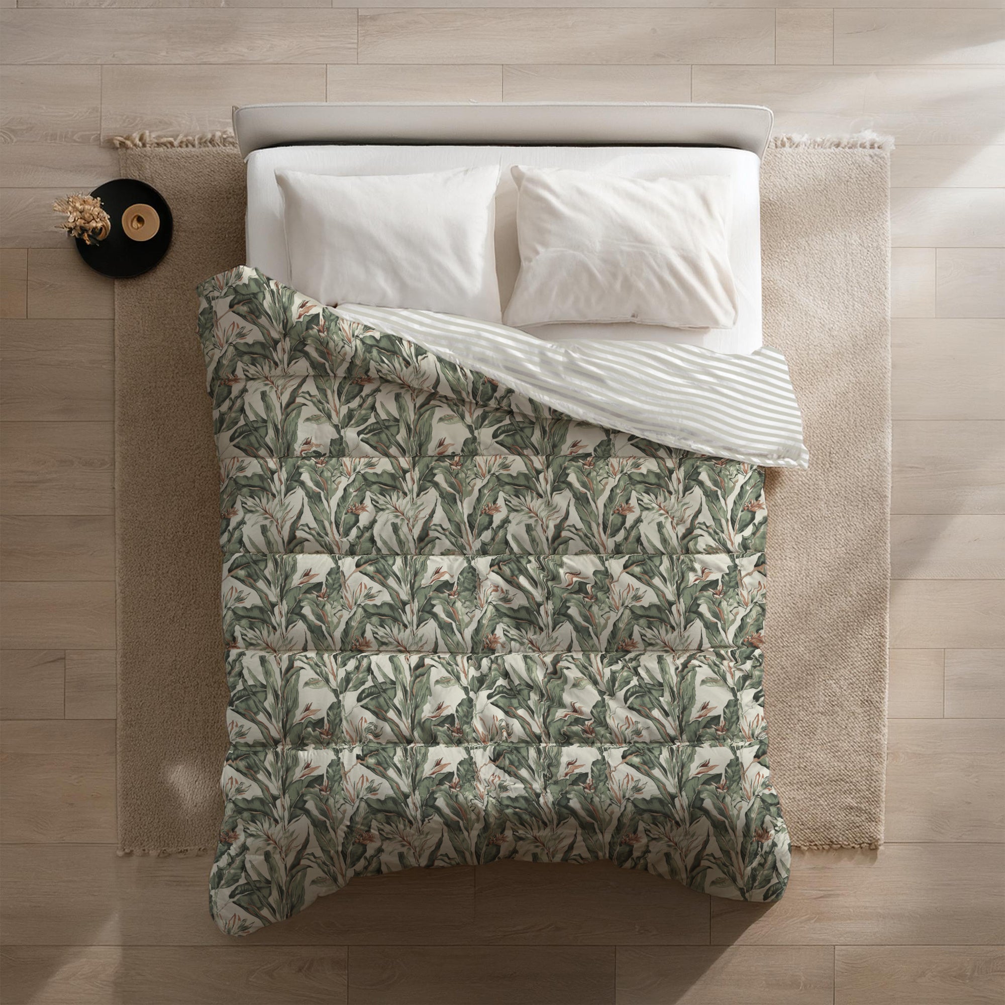 Easy dekbed en overtrek in 1 - Floral Green - 300gsm - exclusief sloop