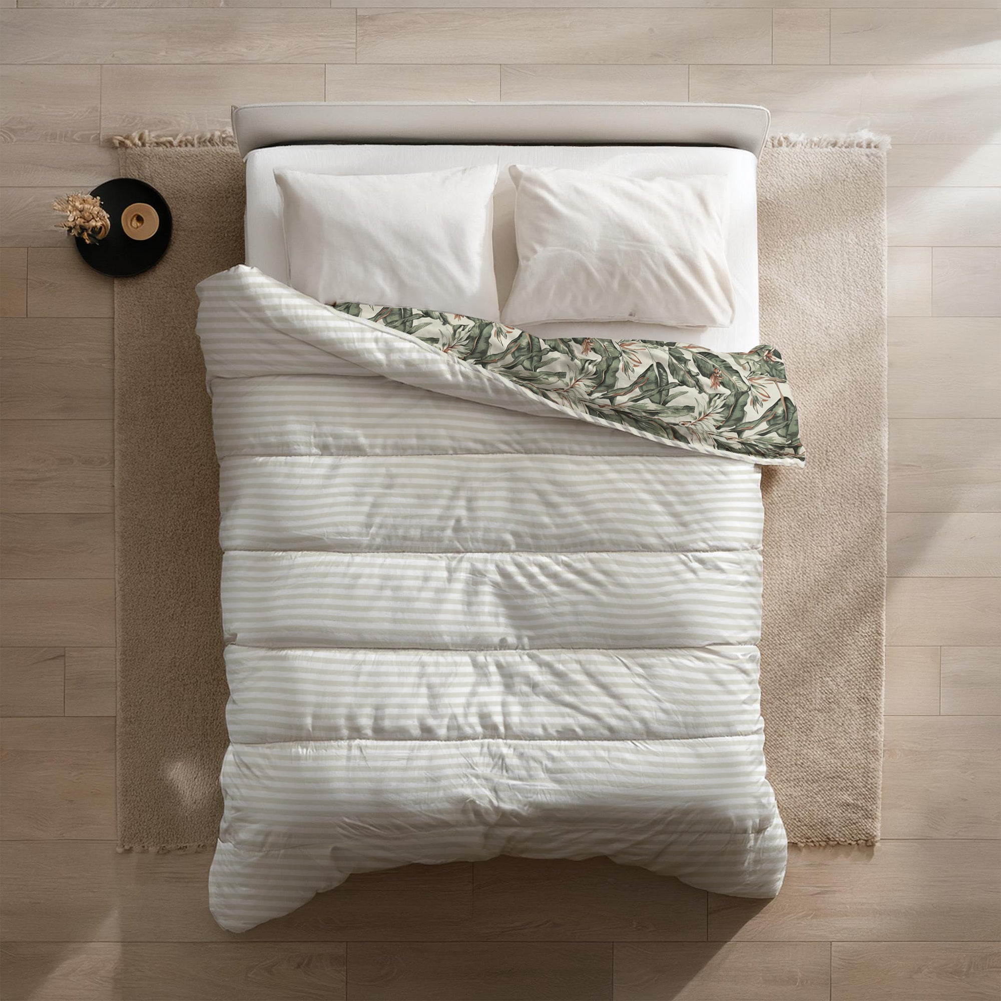 Easy dekbed en overtrek in 1 - Floral Green - 300gsm - exclusief sloop