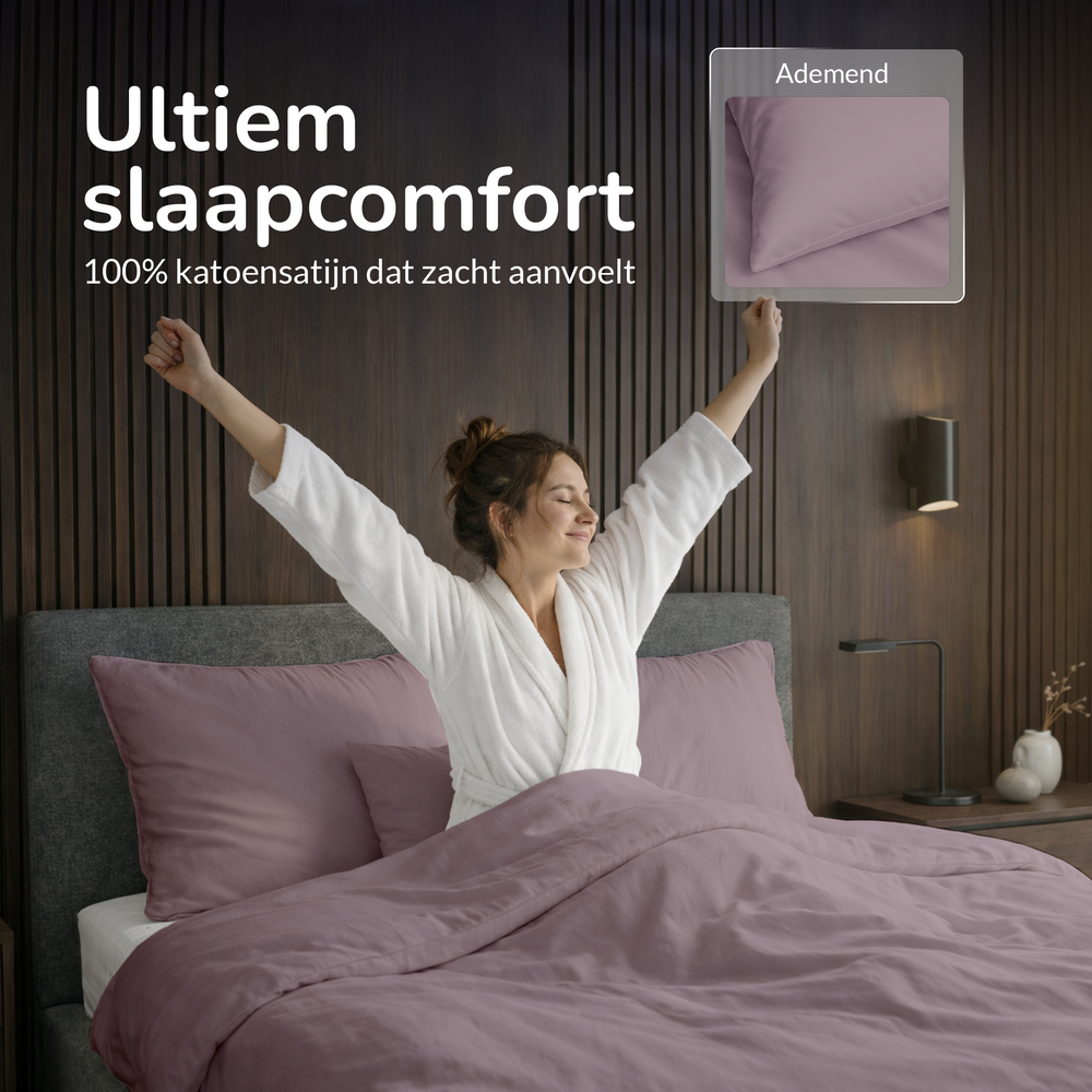 Decoware dekbedovertrek uni - roze - katoensatijn