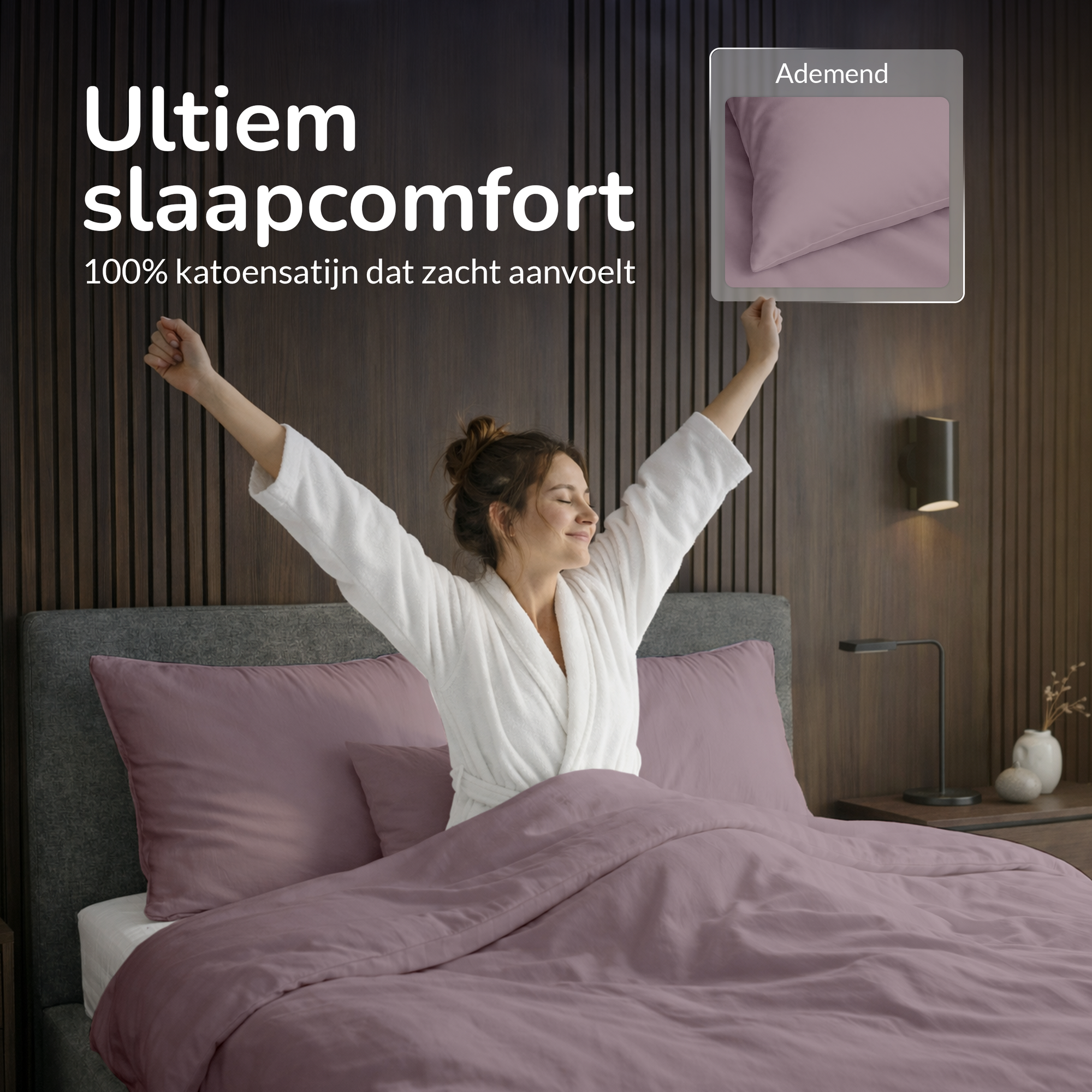 Decoware dekbedovertrek uni - Katoensatijn - Roze