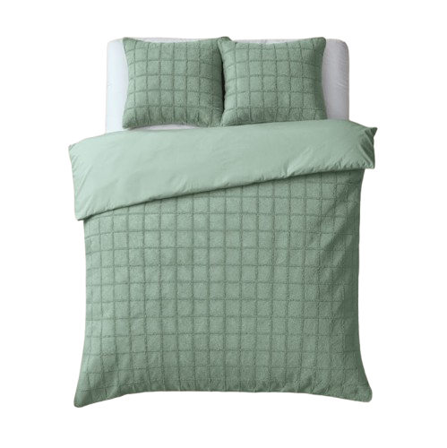Faux fur dekbedovertrek onderkant microvezel Check - Groen
