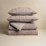 Faux fur dekbedovertrek onderkant microvezel - Check - Taupe