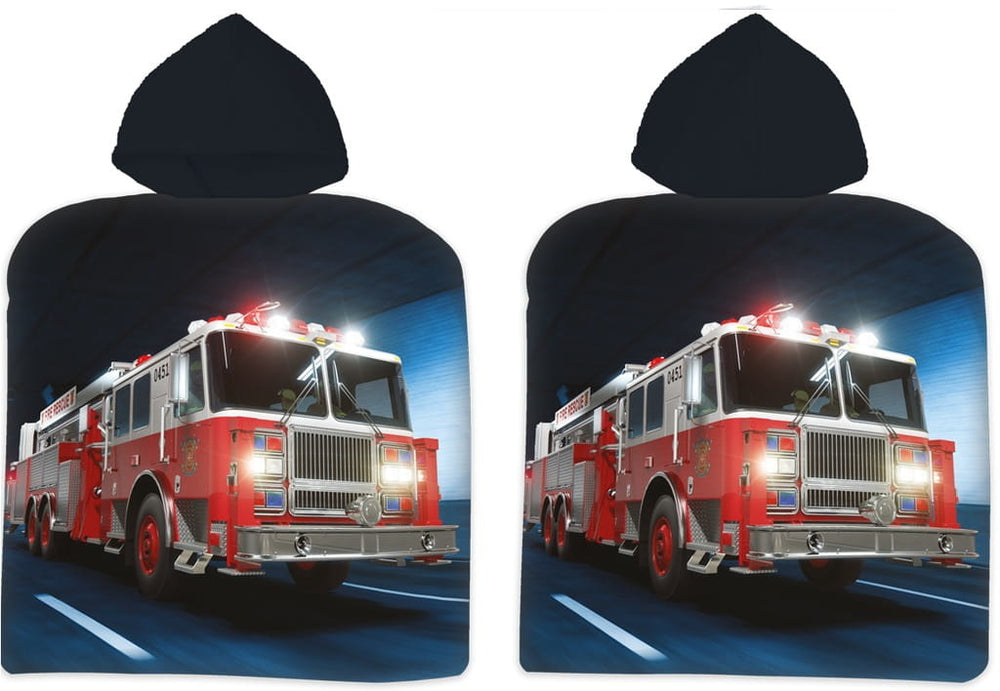 Badponcho met capuchon brandweerauto