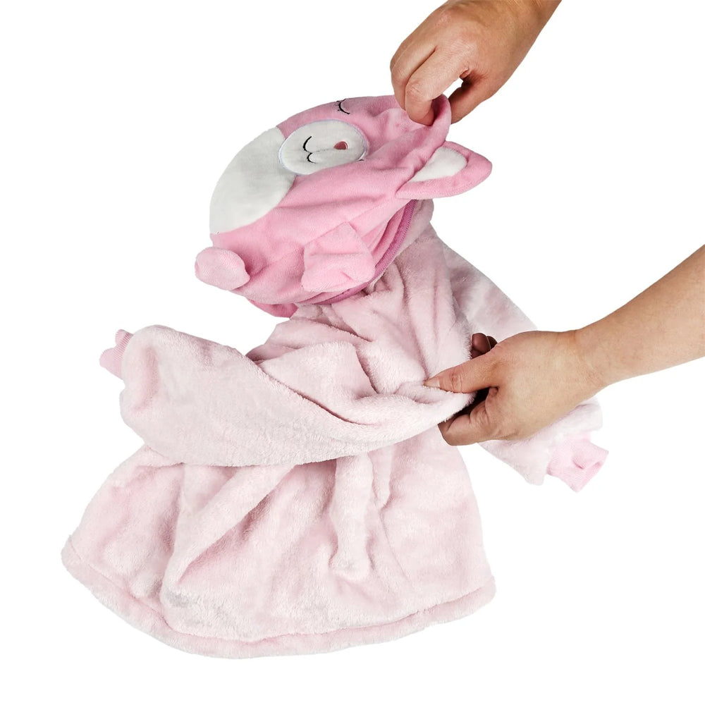 Kinder fleece hoodie - roze met katten oortjes