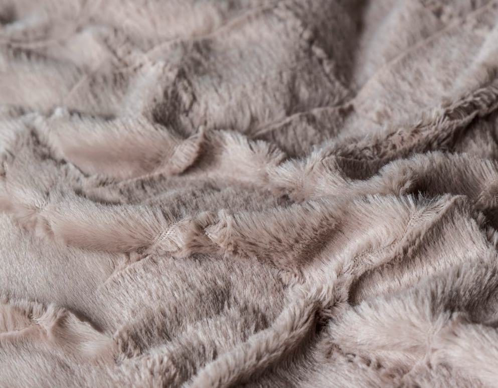 Faux fur dekbedovertrek onderkant microvezel - Check - Taupe