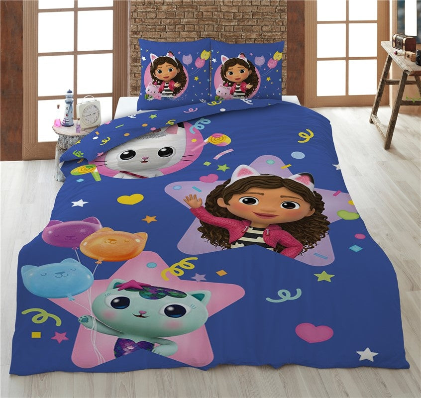 Gabby's Poppenhuis kinderdekbedovertrek Pandy & Mercat - microvezel - 1-persoons (140x200 cm – 65x65 cm)